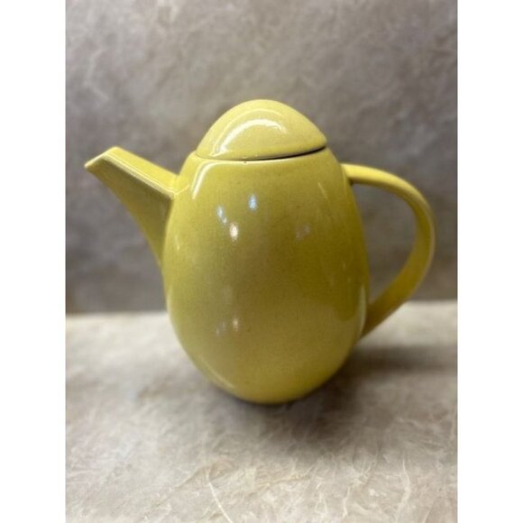 Vtg Made in Sweeden Tee Pot Hoganas Keramik Stengods Yellow Mid-Century 9" x 7" - Picture 3 of 12